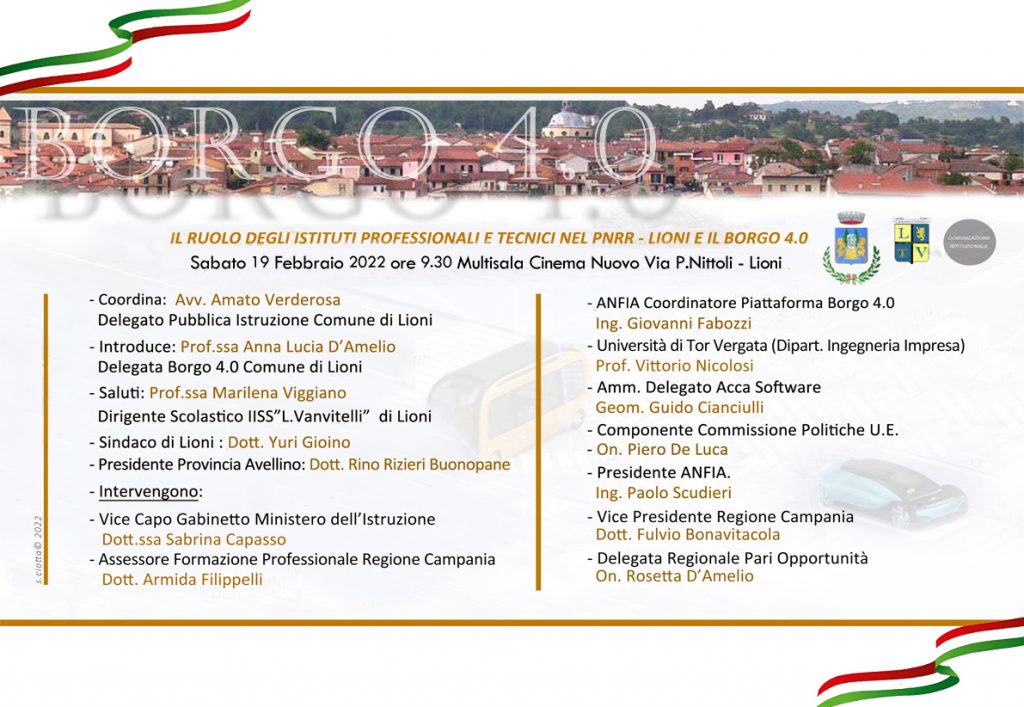 Partecipazione al convegno “Il ruolo degli Istituti professionali e tecnici nel PNRR-Lioni  e il Borgo 4.0”.