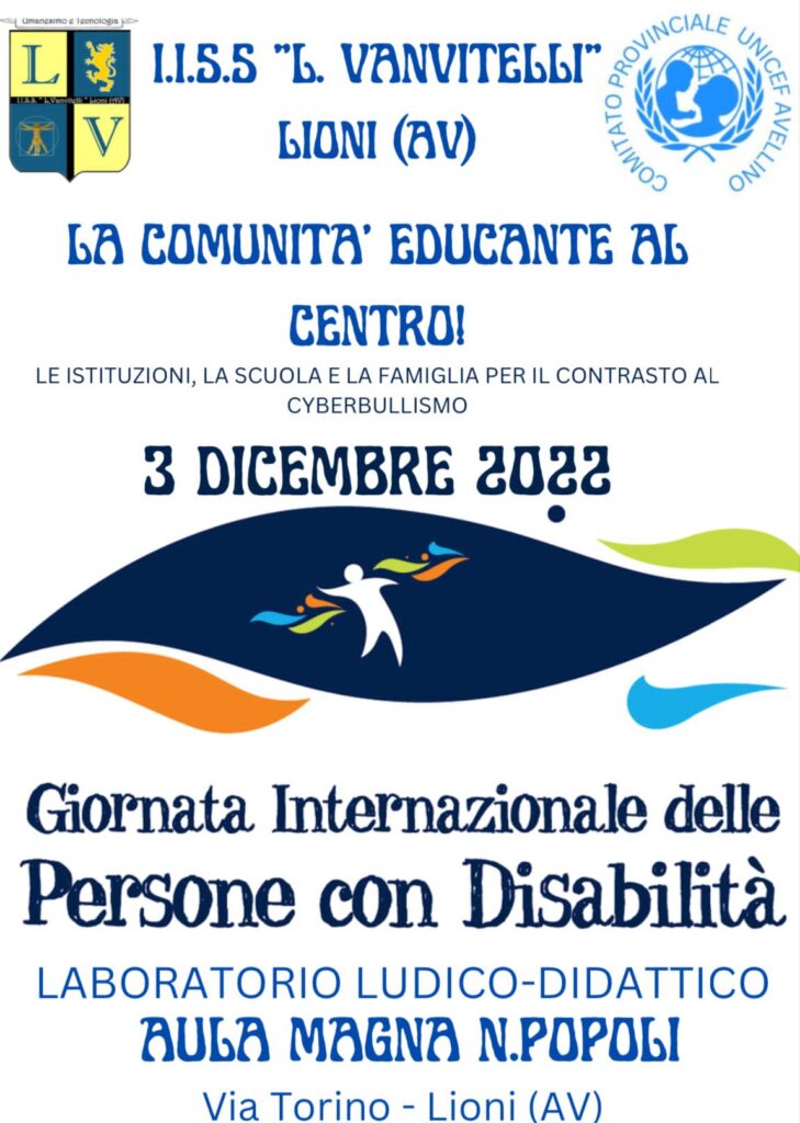 Giornata Internazionale delle Persone con Disabilità- con UNICEF “La comunità educante al centro!” – contrasto al cyberbullismo