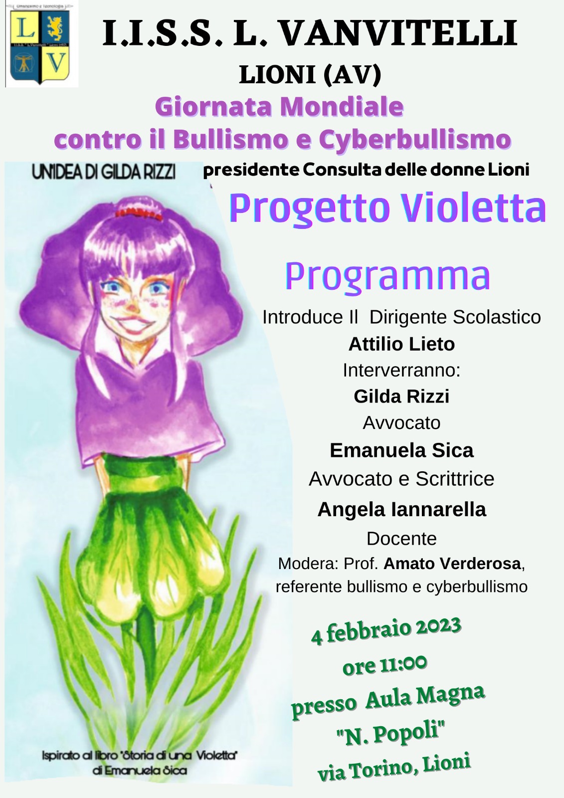 Giornata Mondiale contro Bullismo e Cyberbullismo: “Storia di Violetta”- 4 febbraio 2023