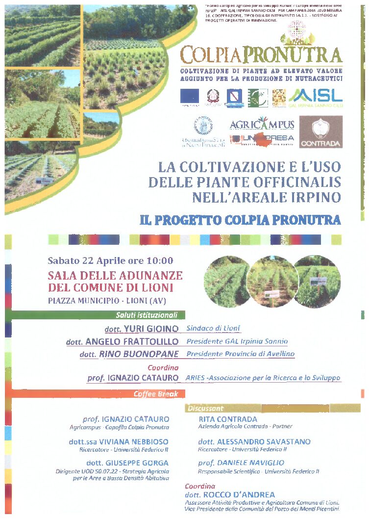 Partecipazione al convegno “La coltivazione e l’uso delle piante officinalis nell’areale Irpino”